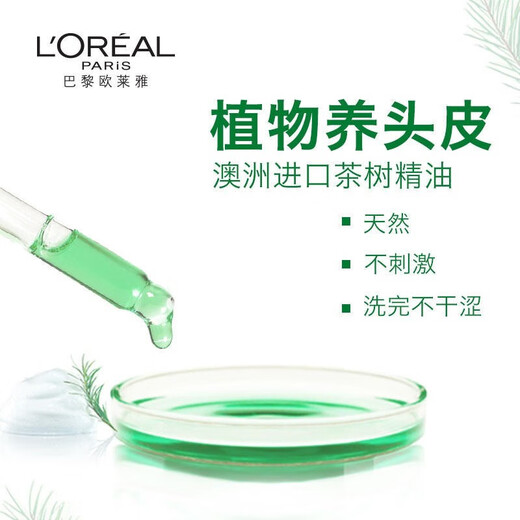 L'Oreal Shampoo Teebaumpflanze Extrakt Antidandruppen Shampoo Hyaluronsäure Silikon-freie Anti-Dandruff-Anti-Tit-Aktualisierung von Ölkontrolle Shampoo Teabaumpflanze Extrakt Anti-TandRuff-Reinigung Öl Shampoo 500 ml