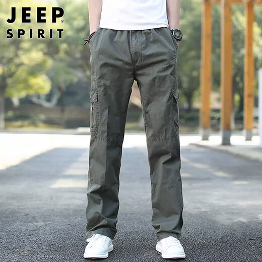 JEEP SPIRIT Jeep Overalls Men's Autumn and Winter Casual Pants Men's New Retro Revival Straight Pants Black XL