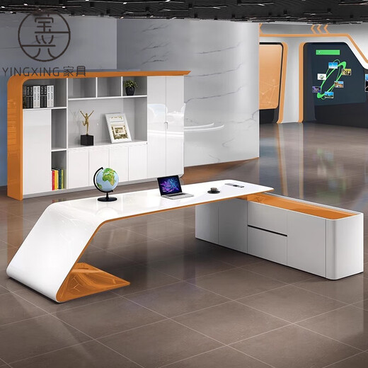 Yingxing painted boss desk, fashionable and personalized desk, simple and modern manager desk, president's office desk and chair combination 1.8m left side cabinet (long cabinet)