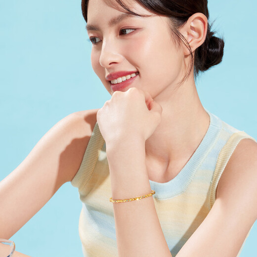Liufu-Schmuck Massive Gold süß Farbe Dopa Geometrisch Aminfarben Handwerk Gold Armband Preistpreis L02TBGB0017 54 mm-15,99g (einschließlich Arbeitskosten 1343 Yuan)
