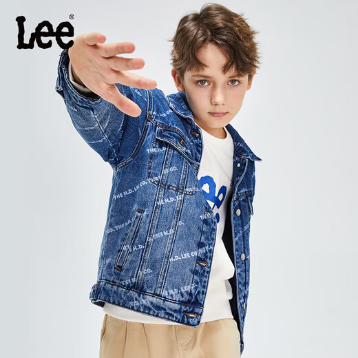 Lee men's and women's denim clothing for autumn students' pure cotton gradient all-over printing casual trendy children's jacket children's clothing new retro resurgence blue 140cm Lee men's and women's denim clothing for autumn students' pure cotton gradient all-over printing casual trendy children's jacket children's clothing new retro resurgence blue 140cm