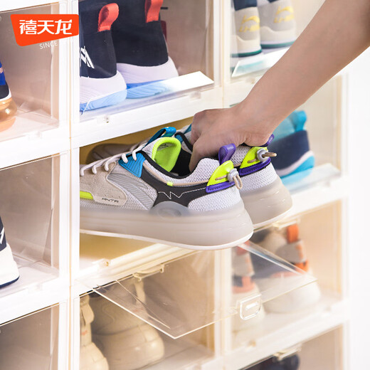 Citylong Transparent Shoe Box AJ Shoe Storage Box Gaobang Transparent Display Wall Magnetic Anti-Oxidation Acrylic Shoe Box Front Opening White 6 Pack with Camphor Balls Transparent