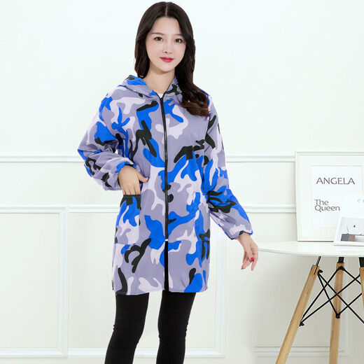 Lianfeng work wear smock for men and women, long-sleeved apron, waterproof and oil-proof kitchen household labor protection work clothes, fashionable jacket, navy blue zipper thin section 4XL (160-180Jin Jin equals 0.5kg)