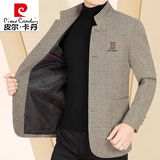 Veste en laine haut de gamme Pierre Cardin haut de gamme pour hommes Business d'âge moyen et décontracté 2024 Veste en laine de printemps et automne pour hommes Suit papa Gris foncé 170 / m