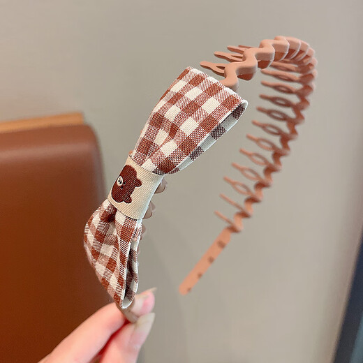 BARY REEF children's brown hairband girls with teeth non-slip girls 2024 new style headset hair card headband baby headband women's dark coffee rabbit ears
