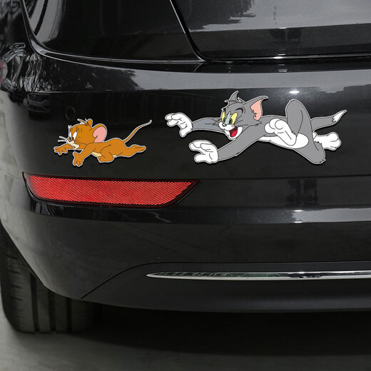 Tucker is suitable for car electric motorcycle stickers cat and mouse body door personalized stickers to block scratches and modifications running cat and mouse (30 cm single side)