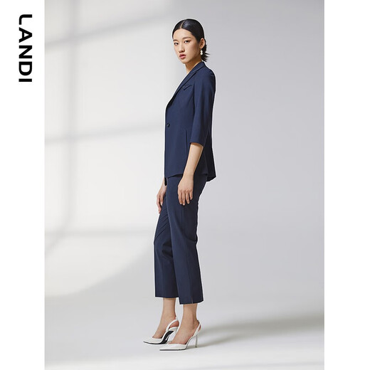 LANDI shopping mall's new summer blazer women's thin three-quarter sleeve suit formal top Tibetan blue M
