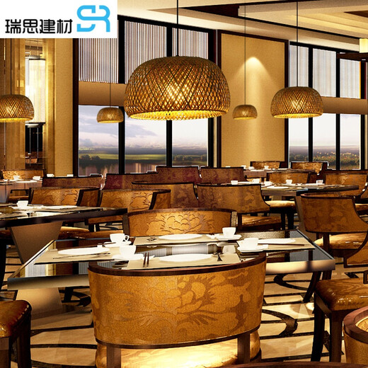 Bamboo chandelier, tea room personalized Chinese Zen lamp, Japanese hot pot restaurant restaurant lantern, bamboo chandelier, hexagonal straw hat style