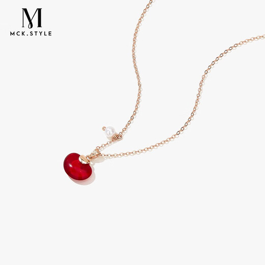 Mck Red Acacia Bean Necklace Women's 925 Silver Necklace Rose Gold Clavicle Chain Girlfriend Chinese Valentine's Day Gift