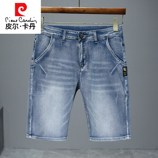 皮尔卡丹（pierre cardin）半截裤男2025新款夏季薄款牛仔短裤男五分宽松直筒中裤休闲百搭弹 671蓝灰 34 (2 尺7)