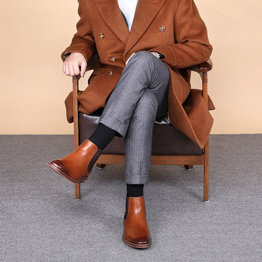 Desai [Boots Classic Chelsea] Automne et en cuir d'hiver Boots décontractés de style britannique Men Boots de peau à bout rond