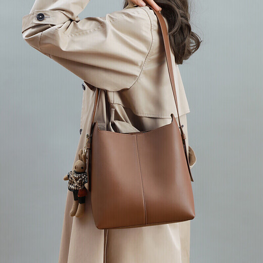 Viney Cowhide Bag Damenbeutel großer Kapazität Eimer Bag Leichte Luxus ein Schulter-Crossbody-Tasche Geburtstagsgeschenk Marke Geben Sie der Freundin Frau