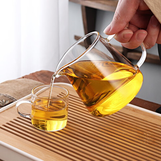 Daixi glass tea set household heat-resistant complete Kung Fu tea set teacup teapot fair cup tea drain set Bajun pot nine-piece set 450ML teapot