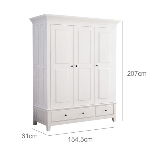 Duwo furniture environmentally friendly water-based paint wardrobe wardrobe two doors three doors solid wood simple European pastoral bedroom overall large wardrobe 3 door wardrobe white