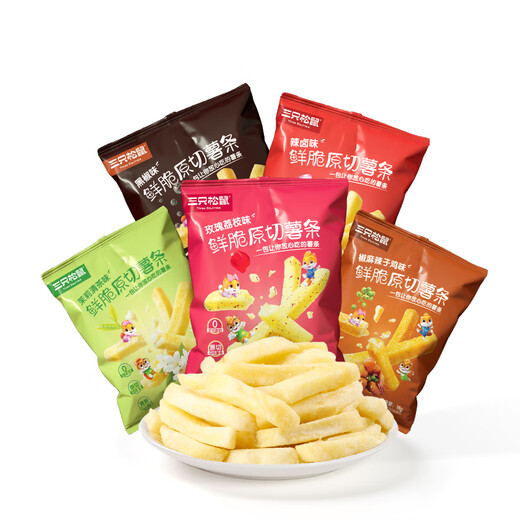Three Squirrel Fresh Crispy Raw Chips 360g (18g*20 packs) Mixed flavor puffed office dormitory casual snacks