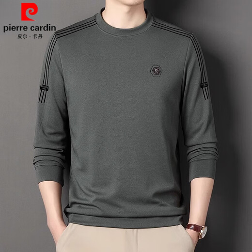
Pierre cardin brand waffle long-sleeved T-shirt round neck pure cotton sweatshirt loose elastic versatile solid color men's base shirt top t 6625 black 170/L size [recommended weight 125-140 Jin [Jin equals 0.5 kg]]