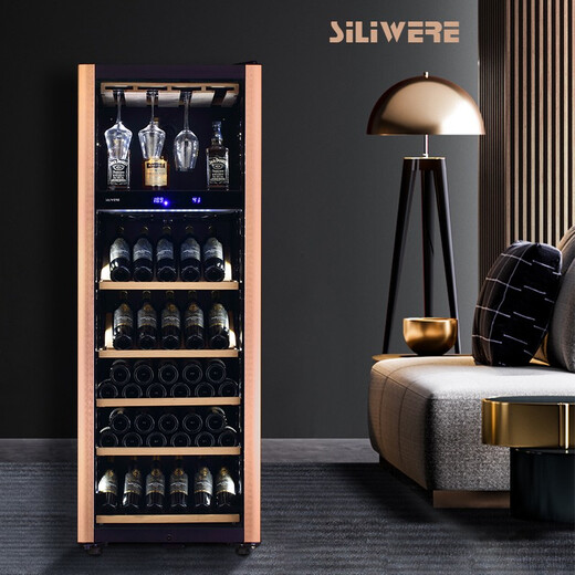 SILIWERE red wine cabinet, constant temperature wine cabinet, home red wine cabinet, living room wine cabinet, custom red wine cabinet, width 615 depth, 585 height, 1660 rose gold, 100 bottles, exclusive edition
