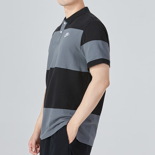 耐克（NIKE）OLO衫短袖翻领夏男士休闲健身纯棉刺绣条纹训练上衣运动T恤 FN3895-010 S码/100-120斤