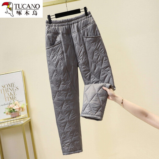 Woodpecker exports French down cotton pants for women to wear thin and thick winter harem thermal pants large pocket cotton pants red thermal pants XL recommended 120-140Jin Jin equals 0.5 kg