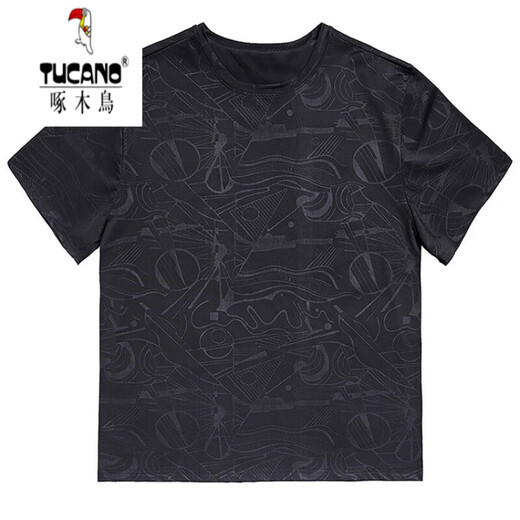 Carpintero (tucano) camiseta de seda de hielo de gran tamaño Fat hombre de manga corta para hombres nuevos tierras sueltas más grasas más grasas de ropa seca rápida más grande