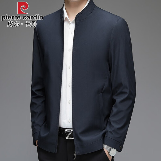 Pierre Cardin brand jacket men's spring and autumn new stand-up collar executive jacket men's business casual cadre jacket middle-aged tops navy blue XL recommended 140-160Jin Jin equals 0.5 kg
