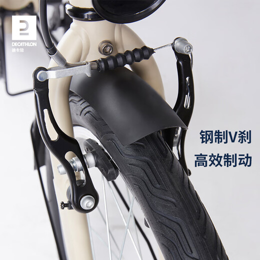 迪卡侬折叠车TILT120折叠自行车20寸轻便便携城市通勤上班轻量单车 奶茶色 20英寸