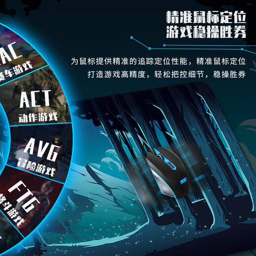 AOC全属性系列电竞游戏长款鼠标垫超大号800*400*4mm加厚锁边办公键盘电脑书桌垫M261/93流萤