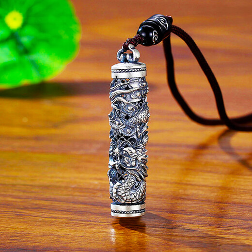 Zhixun 999 sterling silver Coiled Dragon Column Necklace for men, can be opened and trendy pure silver pendant is a birthday gift for boyfriend, pure silver 999 Coiled Dragon Column, silver weight is about 15g