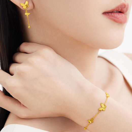 Chow Tai Fook Tassel Butterfly Earrings Pure Gold Earrings (labor cost 320) approximately 2.85g EOF1210