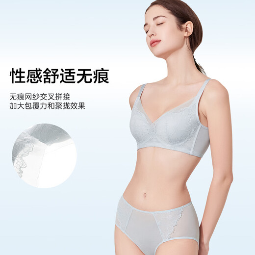 Odifen underwear women's light and thin show small hole cup breathable soft steel ring seamless bra set XB4206