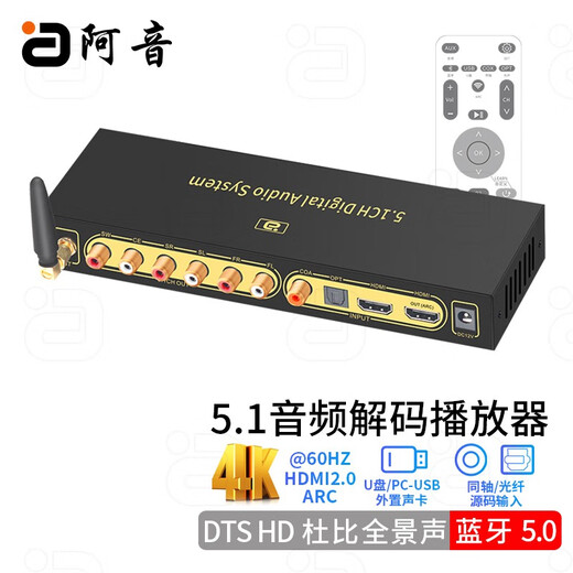 Ayin dts Dolby Atmos 5.1 audio decoder hifi player hdmi bluetooth usb digital optical fiber coaxial dac computer external sound card audio amplifier HD820PRO panoramic sound DTS-HD