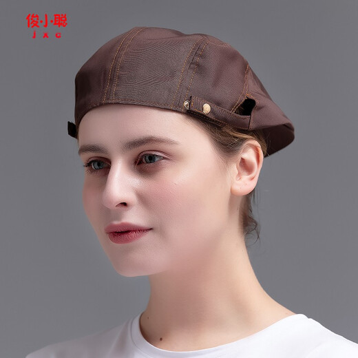 Jun Xiaocong catering chef beret men and women custom milk tea cake shop waiter kitchen elastic hat canvas beret black net three buckles one size