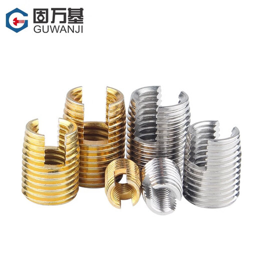 Guwanji 304 stainless steel 302 type self-tapping braces self-tapping screw sleeves threaded sheath bushings slotted thread protective sleeves fasteners M8xM12x15 302 type/stainless steel-2 pieces