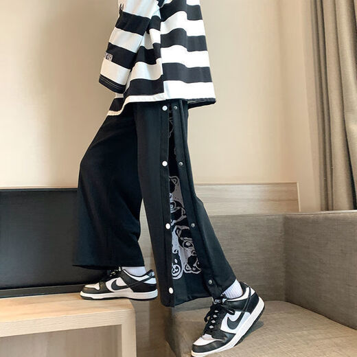 Ejot Breastted Casual Hosen Herren Sport mit Breithöfen mit breiten Beinen losen gerade und vielseitige Casual High Street 2025 Neue Style-Hosen K66-White_ [] 2xl