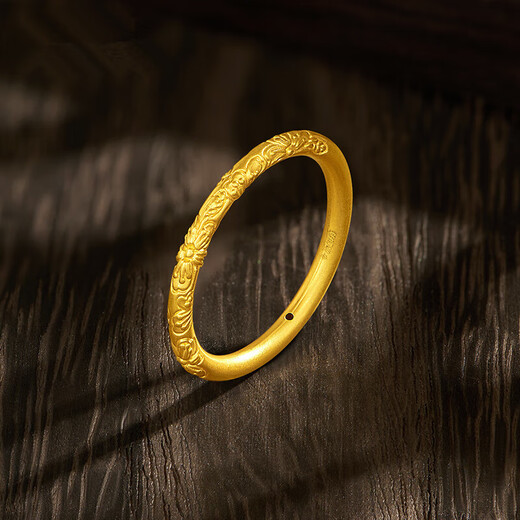 Pupan Lao Phoenix Gold Store Gold Sakura 999 Gold Ring Bauhinia Ring Women's Ancient Relief Ring Ring 520 Cherry Blossom Ring No. 15 Lao Fengxiang's Same Style 1.23g Lao Fengxiang's Same Style