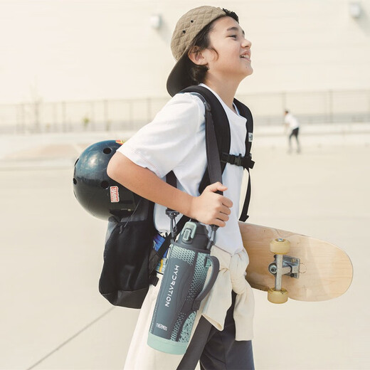 THERMOS thermos kettle sports kettle for children and students to drink directly imported FJS with bag portable cold insulation water cup FHT FHT-802F (BKV) black orange 800ml