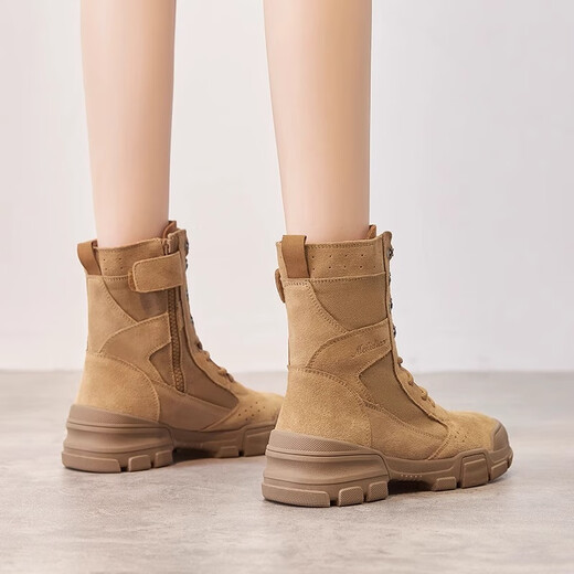 
TanXun Martin Boots Women's 2025 New Short Boots Women's Thick Sole Reverse Velvet Casual Shoes Women's Couple Hiking Hiking Shoes Women Brown Single Layer 36