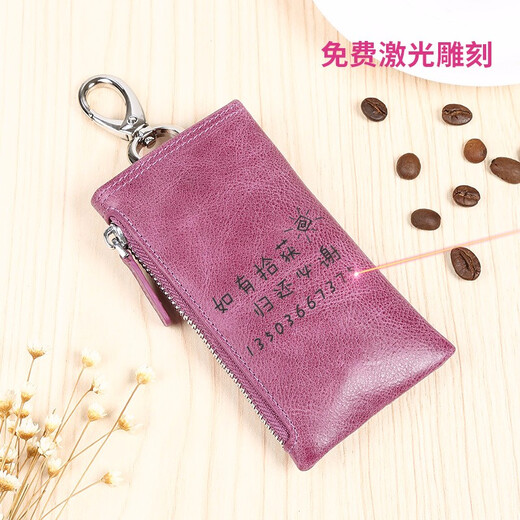 Feiman Key Bag Women's Multipripe Multi-Función Bag Key Kore Corea Carretera Genuina Carretera Cabeza de la llave de la llave de la llave de la cabeza Bag Purple Purple