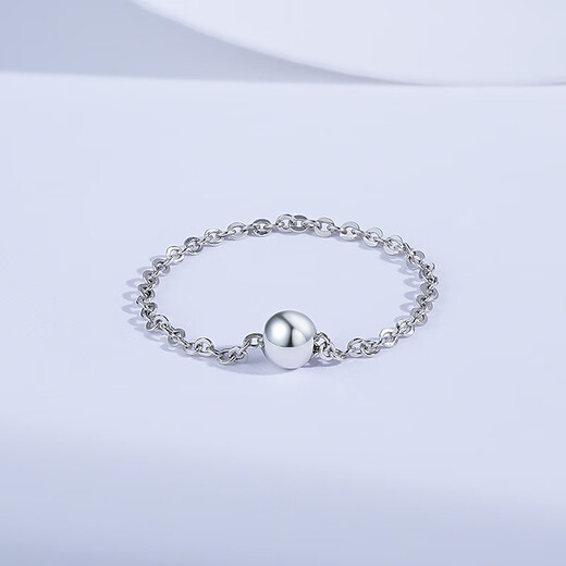 Saturday Fortune PT950 platinum ring for women with small gold bead chain and tail ring B018506 No. 12 birthday gift