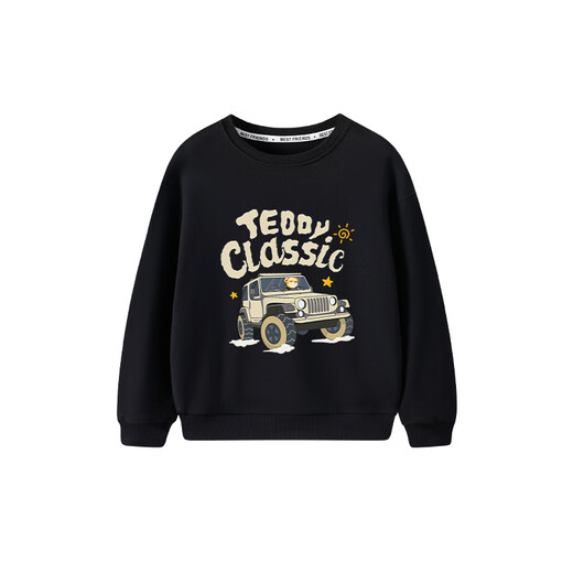 Classic Teddy Classic Teddy Children's Clothing Boys' Sweaters Children's Autumn Clothing Medium and Large Children's Casual Tops Fashionable and Versatile Black 120