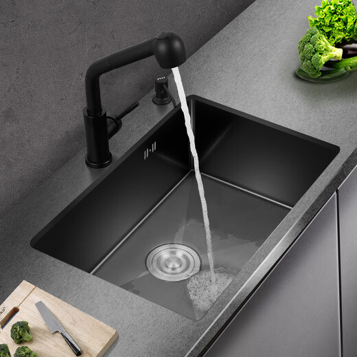 PULT black kitchen nano sink stainless steel washing basin handmade single tank 304 washing basin dish sink under the counter Deluxe + water purification set (with 6193+ water purification faucet) Regular model 500x400