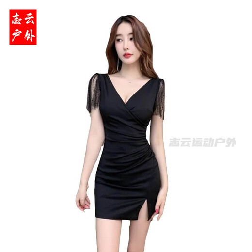 
Raft core nightclub work clothes for women nightclub dress for women deep V dress foot massage foot bath technician work clothes sexy hip 3883 black 3XL Recommended 135-150Jin [Jin equals 0.5 kg]