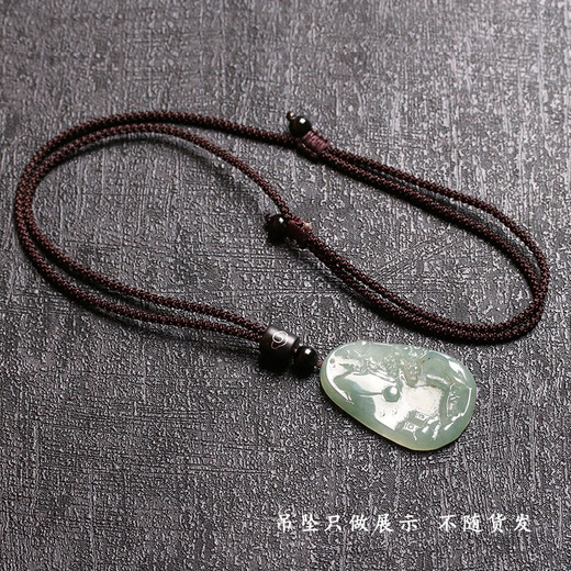 Tongyou Pavilion ebony hand-woven pendant lanyard ebony necklace rope jade pendant braided rope jade pendant rope men and women pendant rope wood inlaid silver wire black rope adjustable