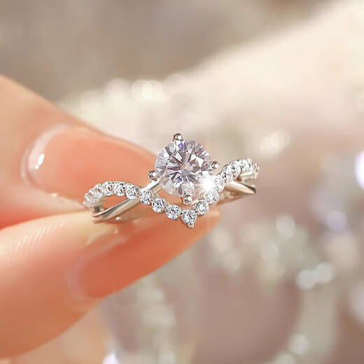 MZMZ platinum couple ring pt950 platinum diamond ring for engagement ring 520 Valentine's Day birthday gift for girlfriend light luxury model - crowning love (living mouth)