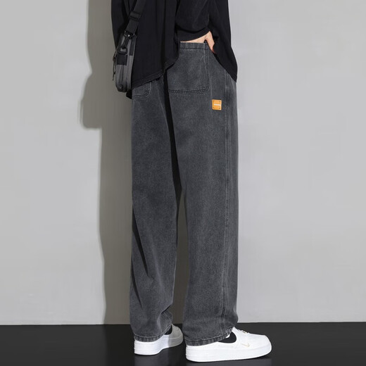 Foss Phil jeans men's autumn and winter new American retro wide-leg workwear youth loose straight long pants men HSNZ-G76 black 2XL (recommended 155-170Jin Jin equals 0.5 kg)