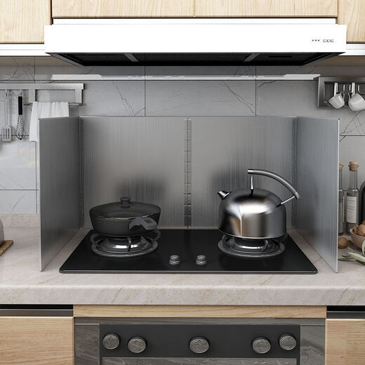 Xiongwochi stainless steel kitchen oil shield for cooking, anti-oil splash, thickened heat shield, range hood, high temperature resistant shield plate protective cover, height 30, depth 30, two fold in one