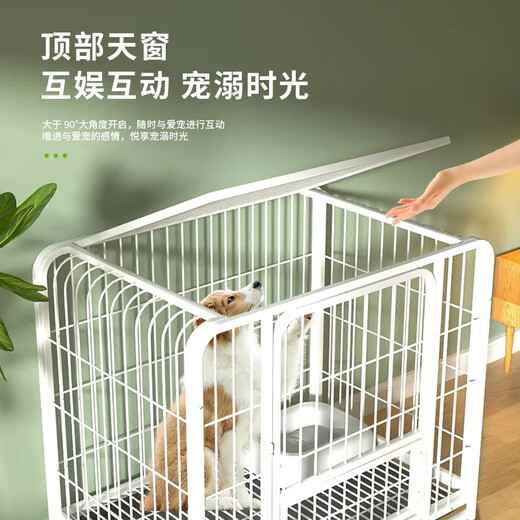 Dog cage small dog indoor stainless steel cage with toilet Shiba Inu Corgi pet cage dog fence thick and reinforced 96#956479cm classic black