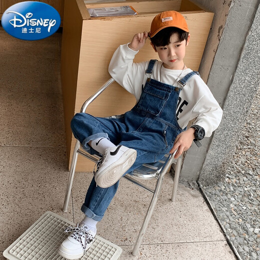 G.DUCKKIDS Boys and Girls Denim Overalls Suit Spring and Autumn 2025 New Medium and Large Children's Long Pants Performance Outfit Blue Single-piece Overalls 130 Recommended 120-130cm Age 7-8 Years Old