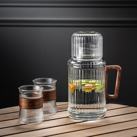 FANKAQI high-looking cold water kettle glass high temperature resistant Chinese herbal tea kettle boiled water cup summer duckbill vertical pattern straight kettle 1500ML