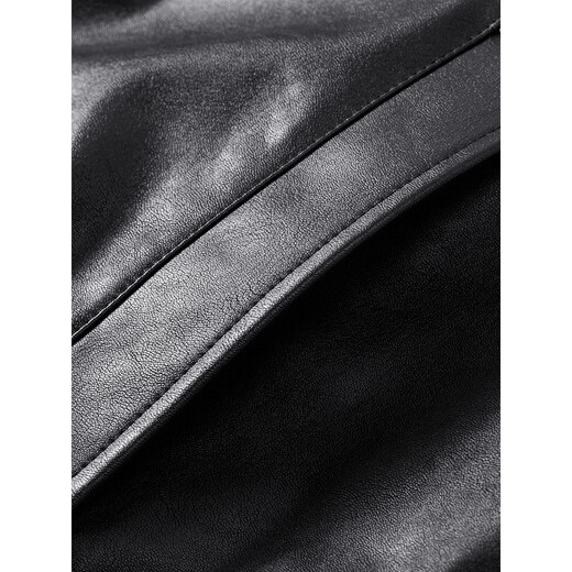 GXG Men's 2024 Lapel Leather Jacket PU Jacket Black 175/L